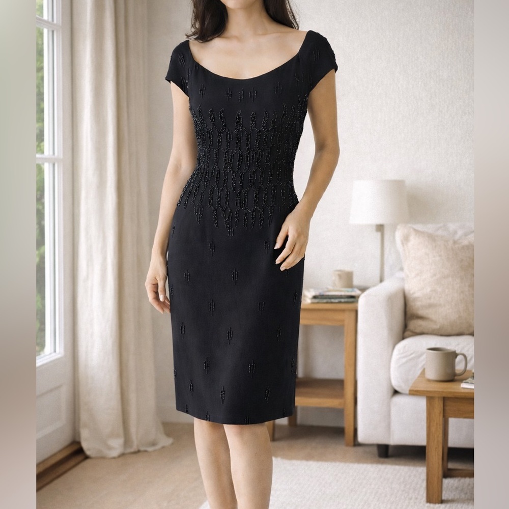 Vintage Mme Zena Black Beaded Cocktail Dress (San Francisco)